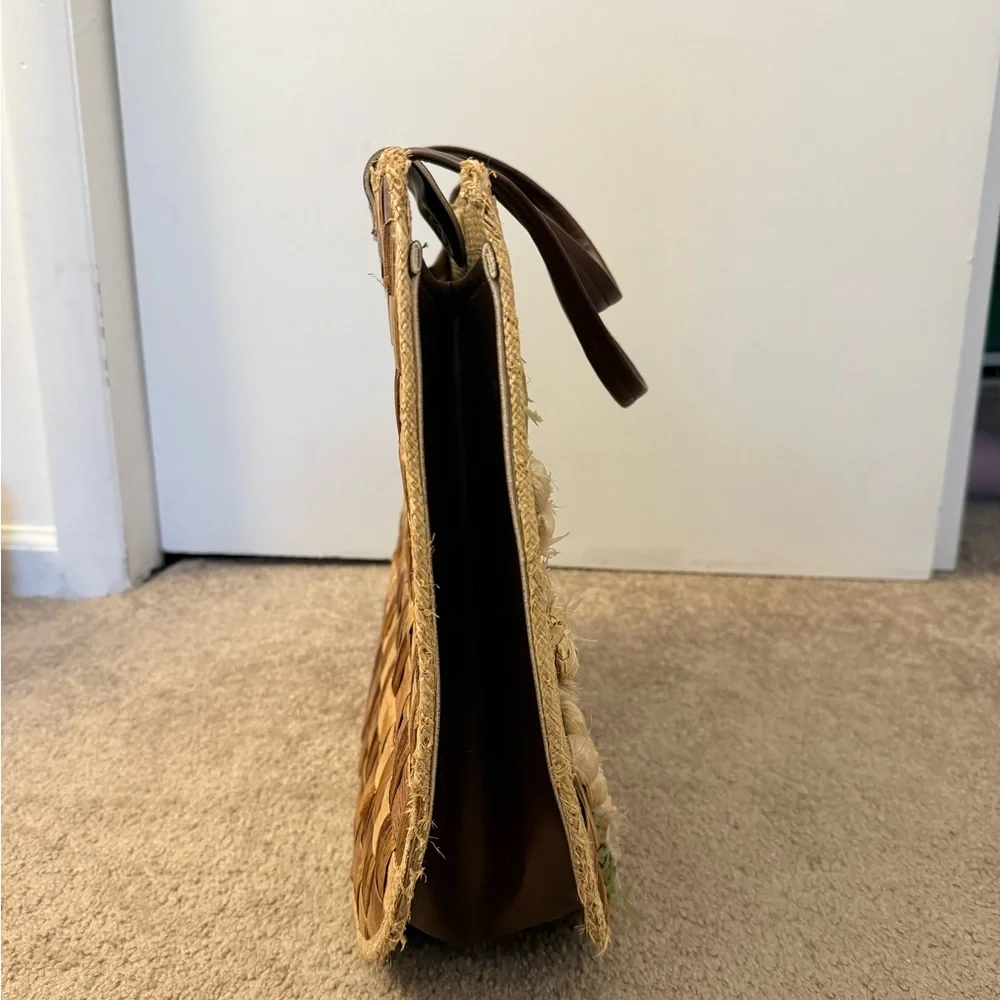 Elegant Large Floral Woven Tote Bag - Picture 10 of 12